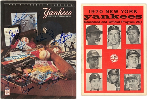 Lot of (2) New York Yankees Owners & Managers Multi Signed Yearbook & Program - Signatures Include Steinbrenner, Green, John & Howard (JSA)